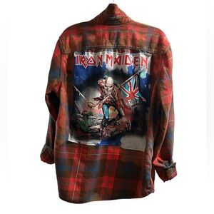 IRON MAIDEN custom original ONE OF A KIND oversized flannel creation by Rachelle